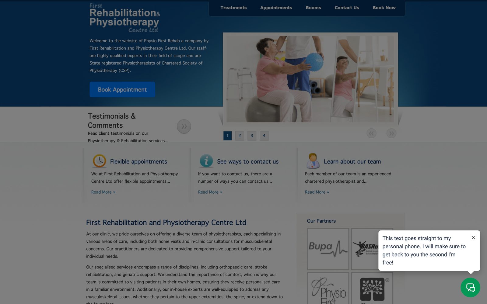 Physio First current live website